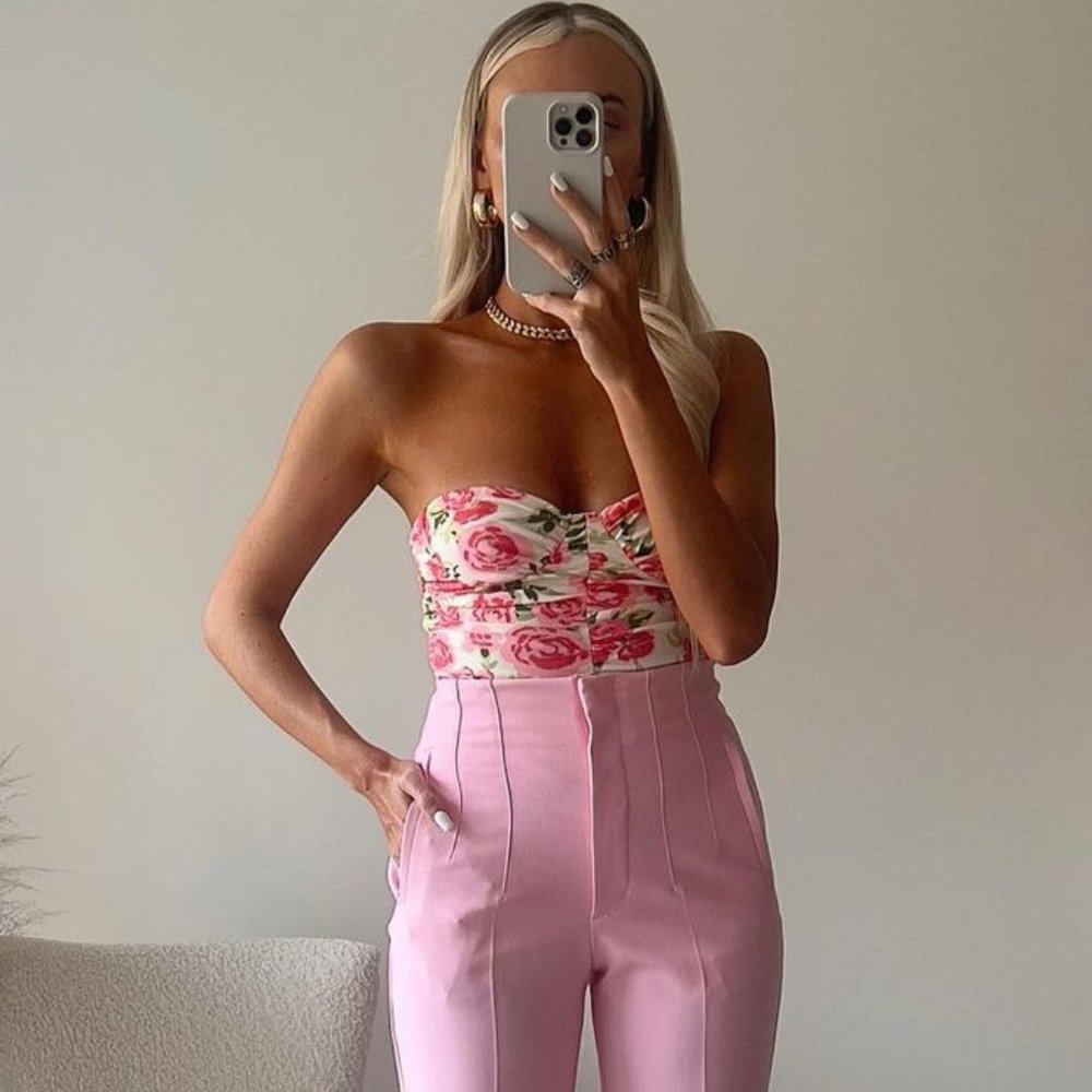 BLOGGER'S FAVE! Zara Draped Floral Bodysuit NWT